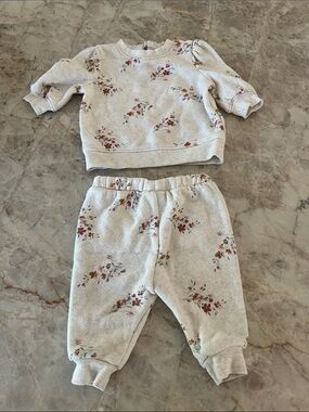 Baby B’gosh Floral 3M Hooded Romper - Cream with Pink & Red Flowers
